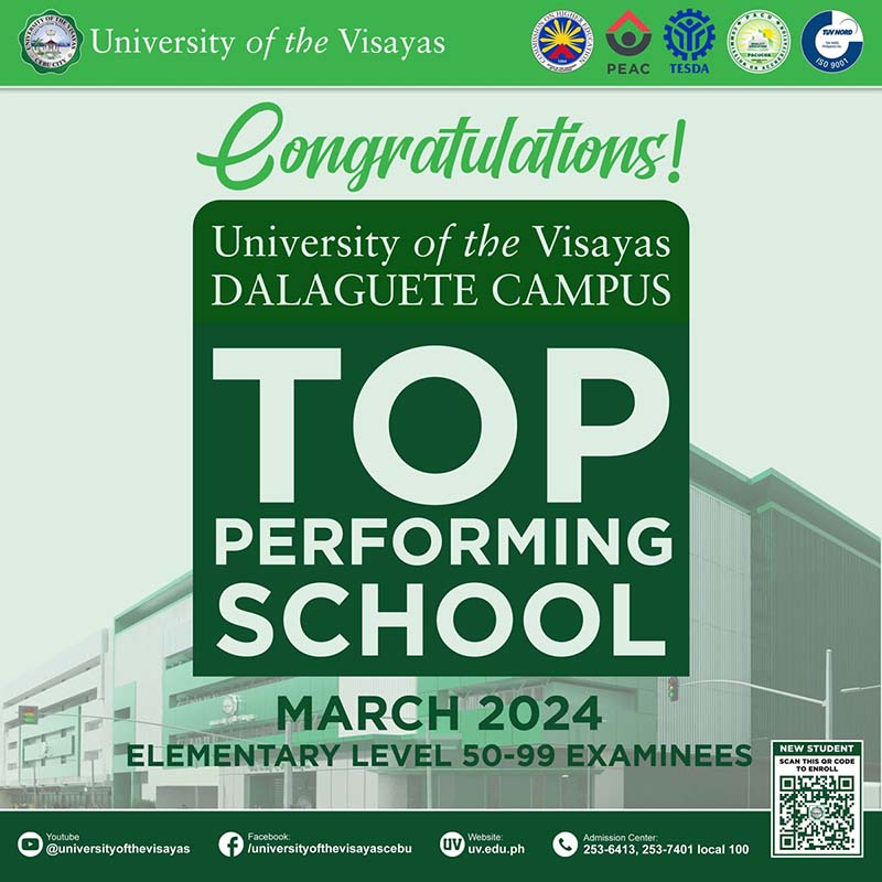 UV - Dalaguete Campus among PHL's Top Performing Schools in March 2024 Teachers Board Exams