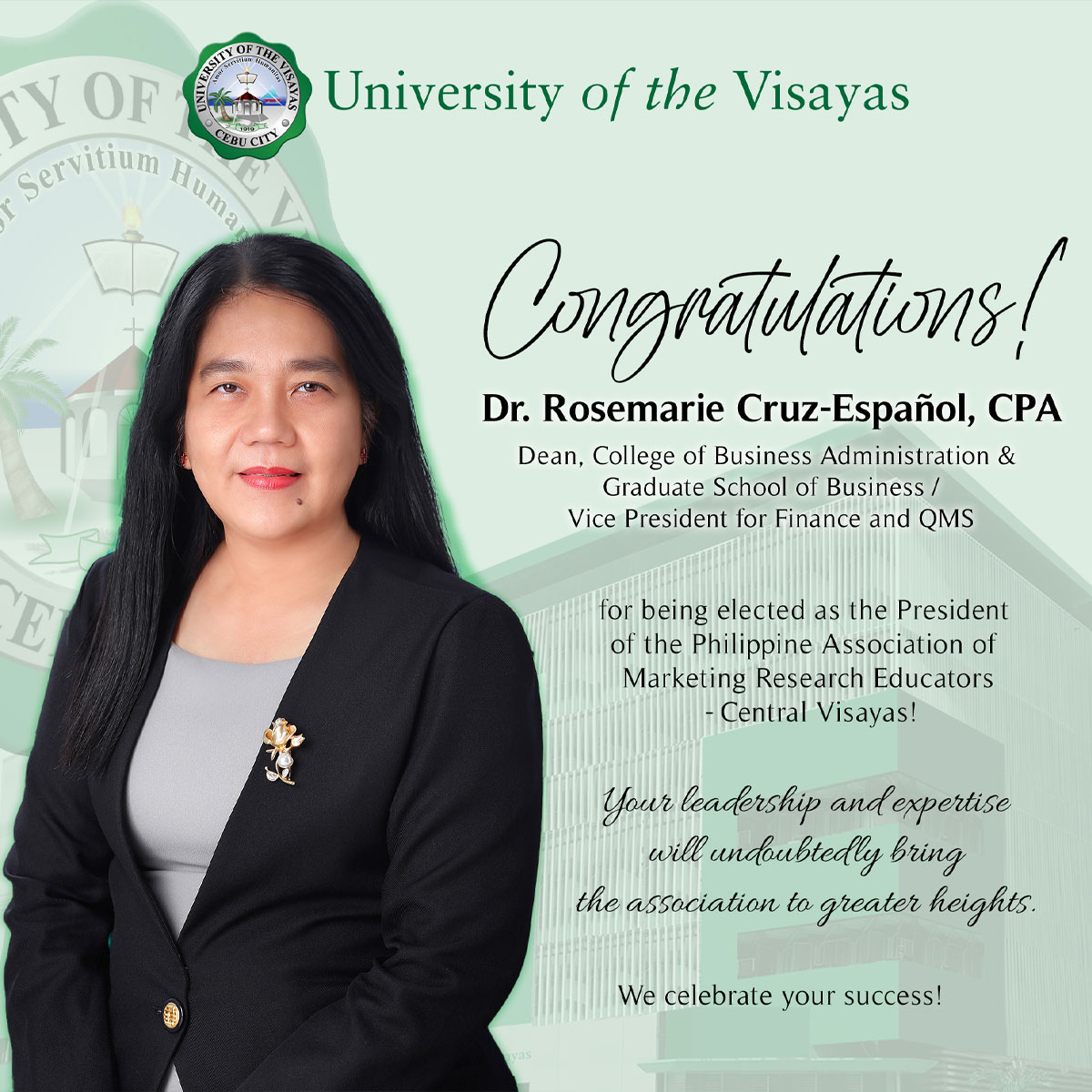 Dr. Rosemarie Cruz-Español Elected President of Philippine Association of Marketing Research Educators - Central Visayas