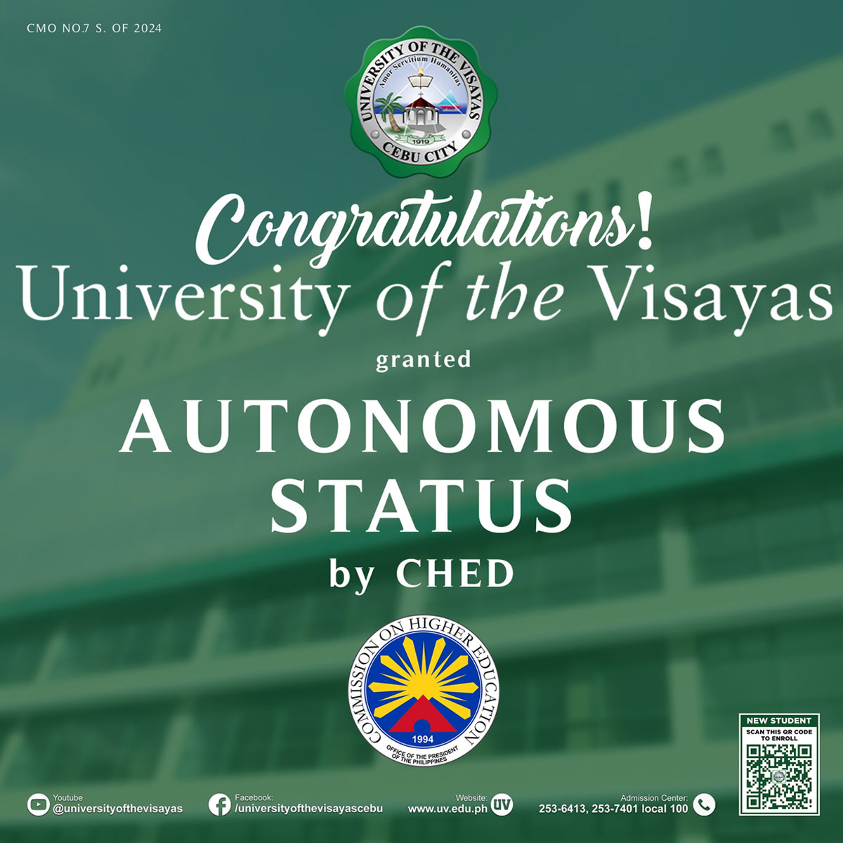 UV Gets Three-Year Autonomous Status from CHED