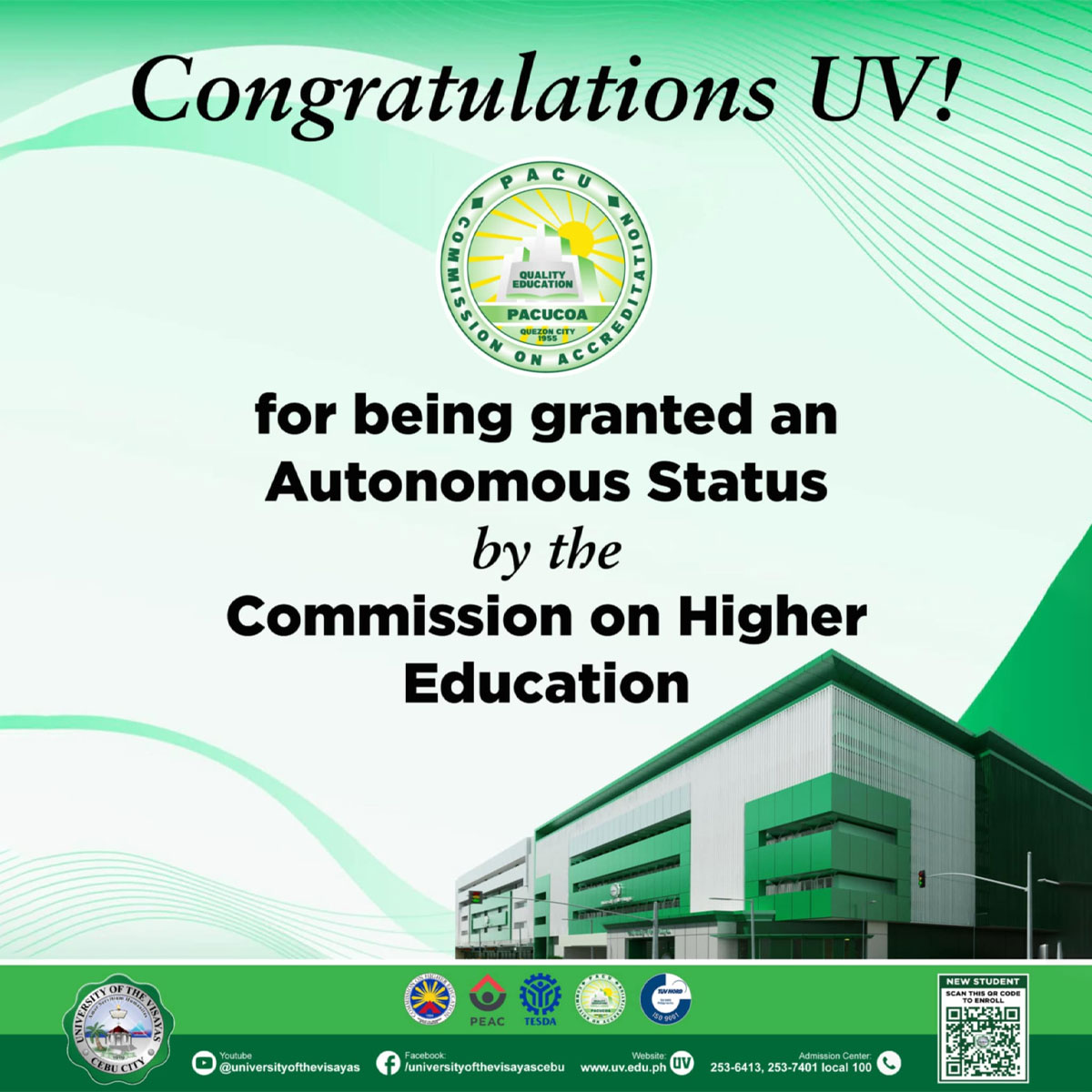 PACUCOA Recognizes UV for Accreditation Milestones and Autonomy
