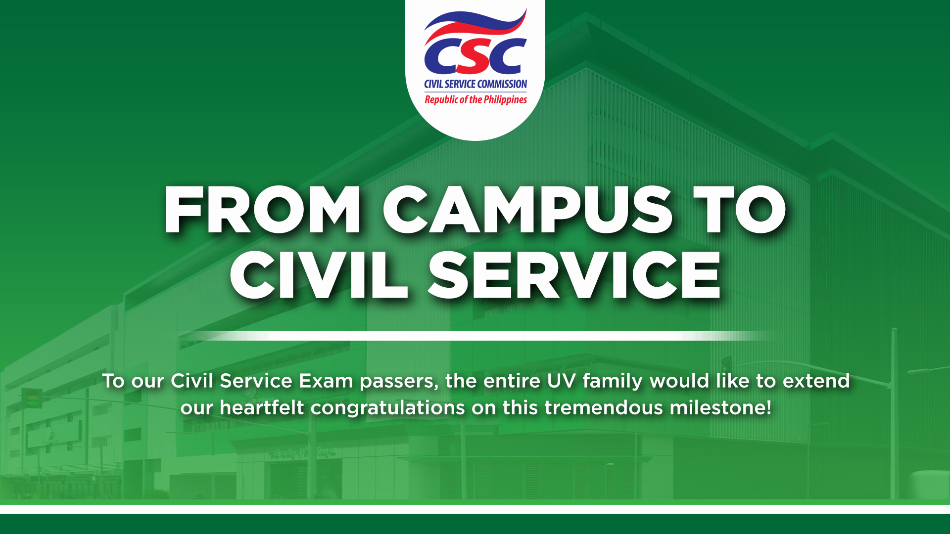 Congratulations to the University of the Visayas Civil Service Passers!