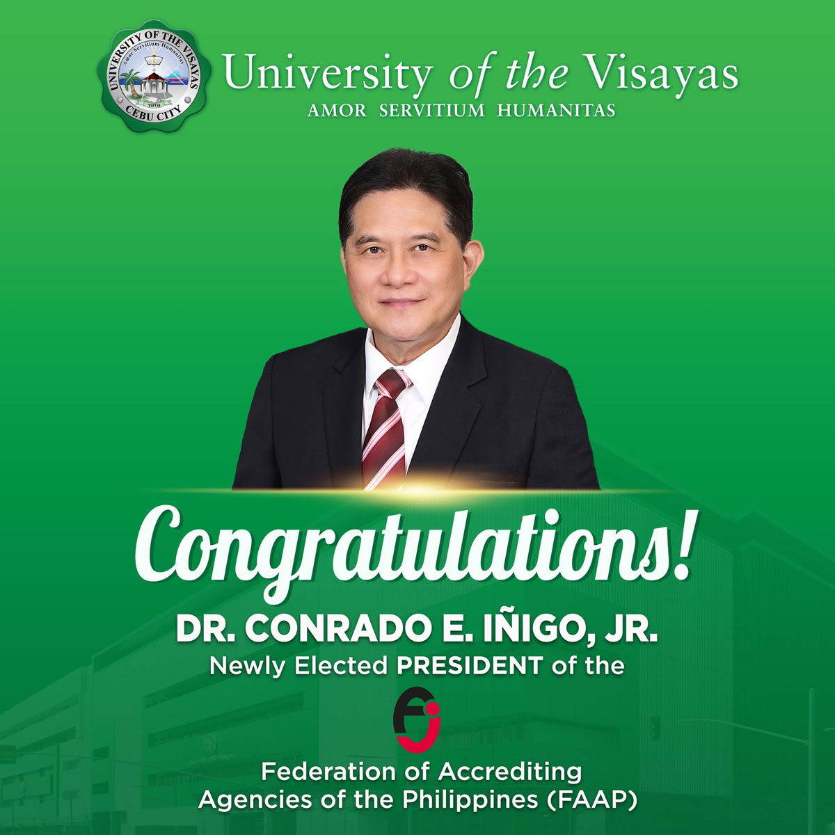 Congratulations to Dr. Conrado Iñigo Jr. on FAAP Presidency