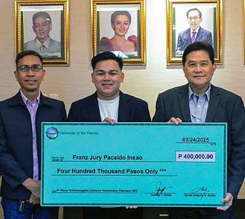 UV Awards P400K Cash Incentive to Criminology Board Topnotcher